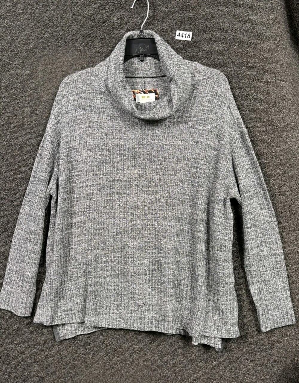 Maeve By Anthropologie Knitted Turtleneck Sweater Womens Size M Gray Long Sleeve